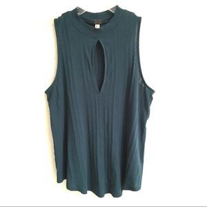 Free People Faye teal keyhole sleeveless top S‎